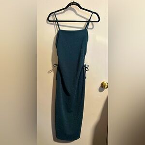 4SI3NNA Spaghetti Strap Cutout Glitter Dress